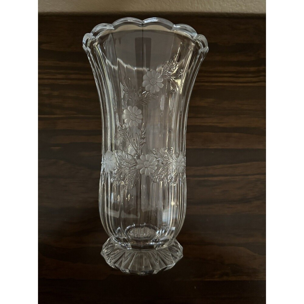 Vase-Flowers Etched in Glass